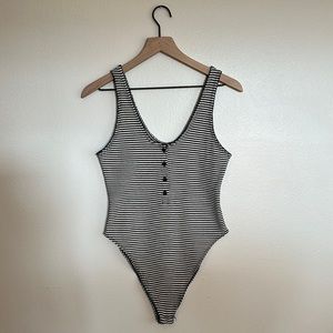 Wild Fable Bodysuit. Black and White Stripes. Medium.